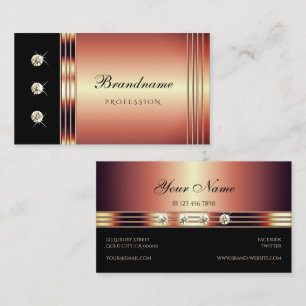 Luxuriöse Rose Gold und Schwarz mit Glitzy Diamond Visitenkarte