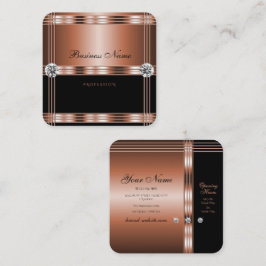 Luxuriöse Rose Gold und Schwarz mit Imitaten Rhine Quadratische Visitenkarte