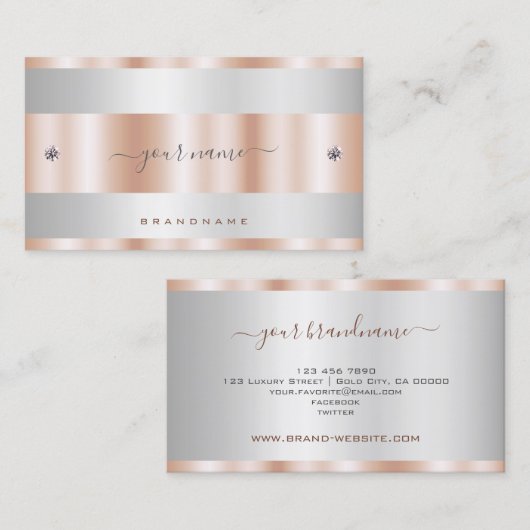 Luxuriöse Rose Gold und Silber mit Diamond Graphic Visitenkarte (Vorne/Hinten)