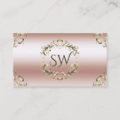 Luxuriöse Rose Gold Verziert Monogram Foto QR Code Visitenkarte (Vorderseite)