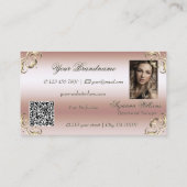 Luxuriöse Rose Gold Verziert Monogram Foto QR Code Visitenkarte (Rückseite)