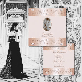 Luxuriöse Rose Gold Verzierte Ornamente Foto Luxe  Quadratische Visitenkarte