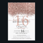 Luxuriöse Rose Gold Weißer Glitzer Confetti Sweet  Einladung<br><div class="desc">Das elegante, glamouröse und moderne 16 . Geburtstag Geburtstagsfest lädt zum zeitgenössischen und stilvollen Teenager ein. Es verfügt über ein Imitat gedruckt Rose Gold funkelnd Glitzer Konfetti gesprenkelt Farbblock auf einem einfachen weißen Hintergrund mit einer großen Zahl "16" in einem passenden rosa goldfarben Ton. Die Rückseite zeigt den gleichen Glitzer,...</div>