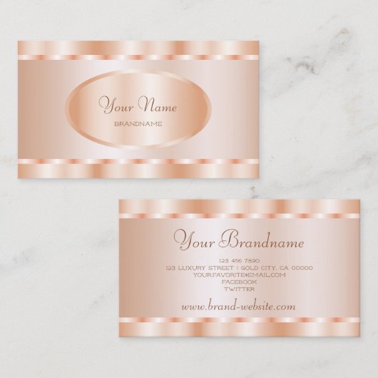 Luxuriöse Rose Golden Colors Moderne und stilvolle Visitenkarte (Vorne/Hinten)