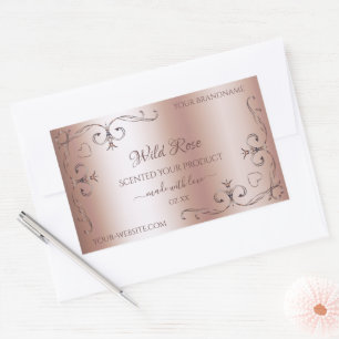 Luxuriöse Rose Golden Product Label Verziert Corne Rechteckiger Aufkleber