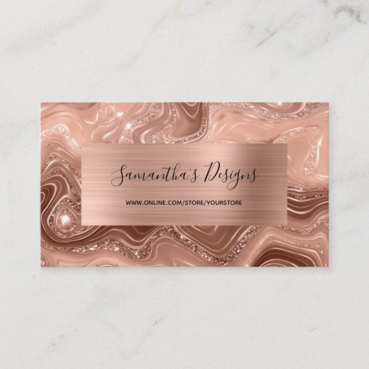Luxuriöse Rose Goldene Marmorplatte Visitenkarte (Vorderseite)