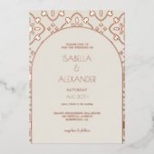 Luxuriöse Rose Goldene Mittelmeerklippe Hochzeit Folieneinladung (Vorderseite)