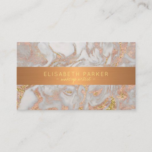 Luxuriöse Rose Goldgraue Marmor Makeup Künstler Visitenkarte (Vorderseite)
