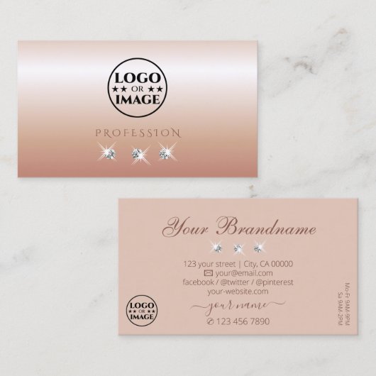 Luxuriöse Rose Korallencreme mit Logo Visitenkarte (Vorne/Hinten)