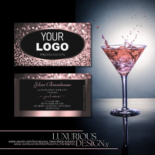 Luxuriöse Rose Pink Black Sparkle Glitzer und Logo Visitenkarte