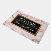 Luxuriöse Rose Rosa Glitzer Marmor anpassen Fußmatte (Schrägansicht)