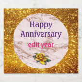 Luxuriöse Rose Rosa Glitzer Marmor anpassen Schaumweinetikett (Einzelnes Label)