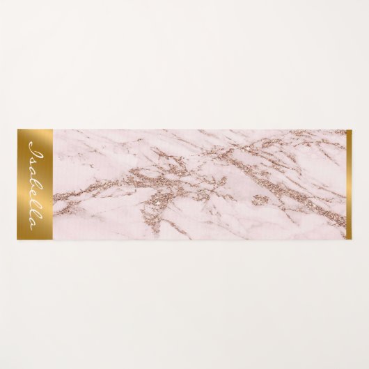 Luxuriöse Rose Rosa Glitzer Marmor anpassen Yogamatte (Vorderseite (Horizontal))