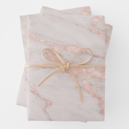 Luxuriöse Rose Rosa Rosa Glitzer Marmor Geschenkpapier Set (Beispiel)
