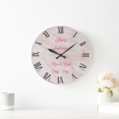 Luxuriöse Rose Rosa Rosa Glitzer Marmor Große Wanduhr (Zuhause)