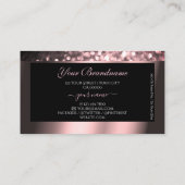 Luxuriöse Rose Rosa schwarzer Glitzer mit Logo Visitenkarte (Rückseite)