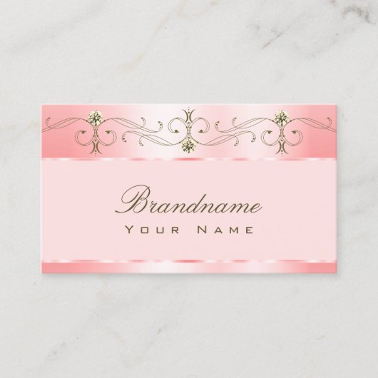 Luxuriöse Rose Rosa Verzierte Ornamente Sparkling Visitenkarte (Vorderseite)