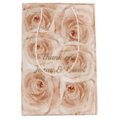 Luxuriöse Rose schöne rosa Pastellfarben Vielen Da Mittlere Geschenktüte (Vorderseite)