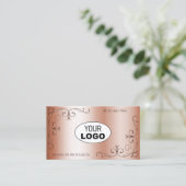 Luxuriöse Rosegolden Verziert Corner Borders mit L Visitenkarte (Stehend Vorderseite)