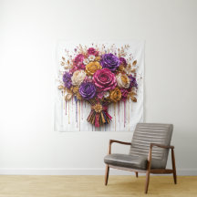 Luxuriöse Rosenkunst mit Gold und farbenfrohen Tro