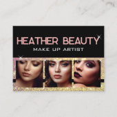 Luxuriöse Rosy Golden Sparkling Glitzer Foto Image Visitenkarte (Vorderseite)