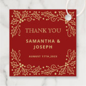 Luxuriöse Rot- und Antik-Gold-Hochzeit Geschenkanhänger (Rückseite)