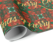 Luxuriöse Rot- und Grüne Weihnachtswrapping Papier Geschenkpapier (Rolleneckpunkt)