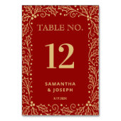 Luxuriöse rote und antike-goldene Hochzeit Tischnummer (Rückseite)