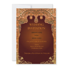 Luxuriöse rote und goldene Hochzeitseinladung