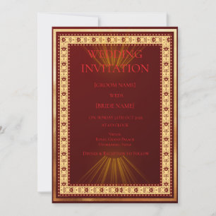 Luxuriöse rote und goldene Hochzeitseinladung Einladung