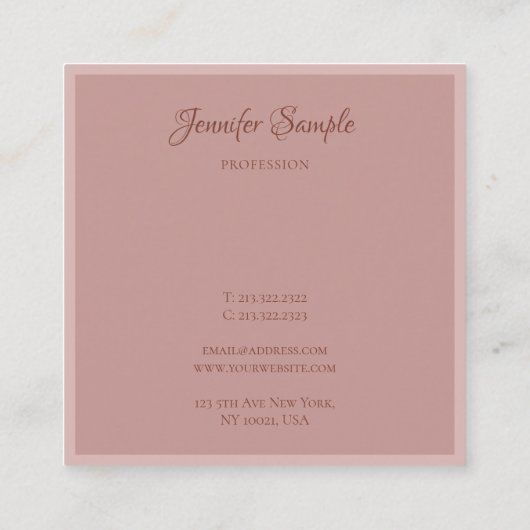 Luxuriöse Rounded Modern Handwriting Script Elite Quadratische Visitenkarte (Rückseite)
