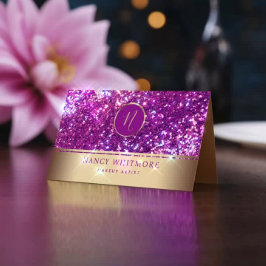 Luxuriöse Royal Gold & Pink Glitzer Elegante Visitenkarte