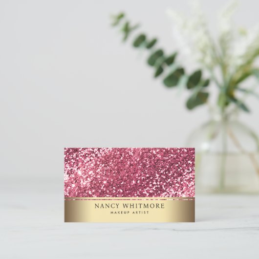 Luxuriöse Royal Gold & Red Glitzer Elegante Visitenkarte (Stehend Vorderseite)