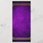 Luxuriöse Royal Lila & Gold Wedding Menükarte (Rückseite)