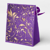 Luxuriöse Royal Lila und Gold Damask Gemustert Geschenkschachtel (Rückseite)