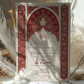 Luxuriöse Ruby Cream Lace Islamische Hochzeit Einladung