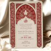 Luxuriöse Ruby Cream Lace Islamische Hochzeit Einladung