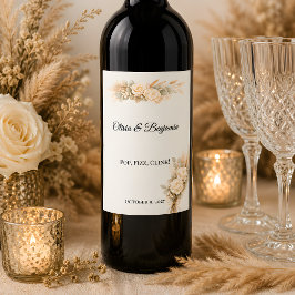 Luxuriöse rustikale Hochzeit mit Elfenbeinrosen Weinetikett