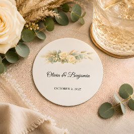 Luxuriöse rustikale Hochzeit  Runder Pappuntersetzer