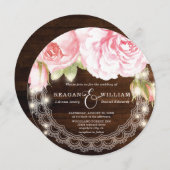 Luxuriöse rustikale Holz-Rose Hochzeit Einladung (Vorne/Hinten)