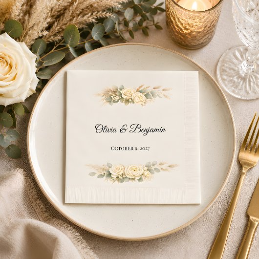 Luxuriöse rustikale personalisierte Hochzeit Serviette