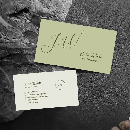 Luxuriöse Sage Green Business Card Visitenkarte