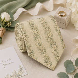 Luxuriöse Salbeigrüne Florale Gartenhochzeit Bräut Krawatte