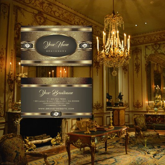 Luxuriöse schimmernde Diamanten mit Gold Effekten Visitenkarte