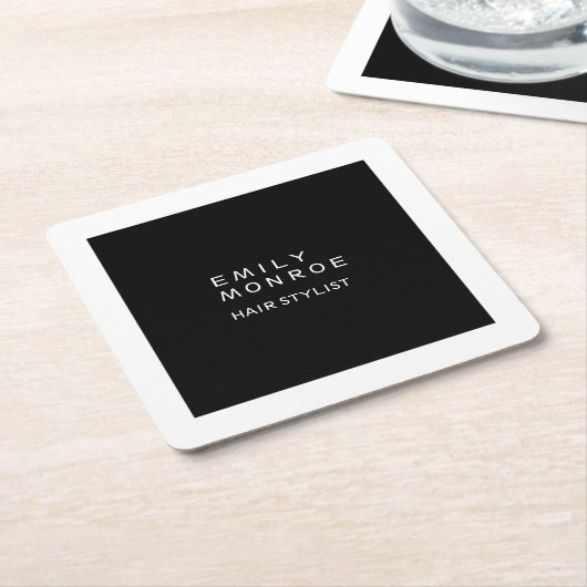 Luxuriöse Schlicht Schwarz & Weiß Moderne Minimali Rechteckiger Pappuntersetzer (angewinkelt)