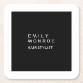 Luxuriöse Schlicht Schwarz & Weiß Moderne Minimali Rechteckiger Pappuntersetzer (Vorderseite)