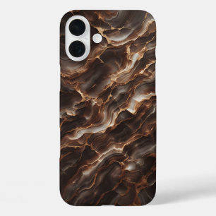 Luxuriöse Schokoladenbraune Marmor-Handyhülle - El iPhone 16 Plus Hülle