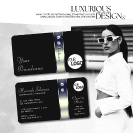 Luxuriöse Schwarz Blau-Silber Dekor Juwelen und Lo Visitenkarte