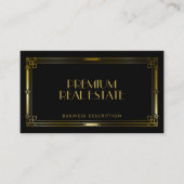Luxuriöse Schwarz & Gold Art Deco Rahmen Visitenkarte (Vorderseite)