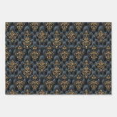 Luxuriöse Schwarz-Gold-Barock-Muster Geschenkpapier Set (Vorderseite 3)
